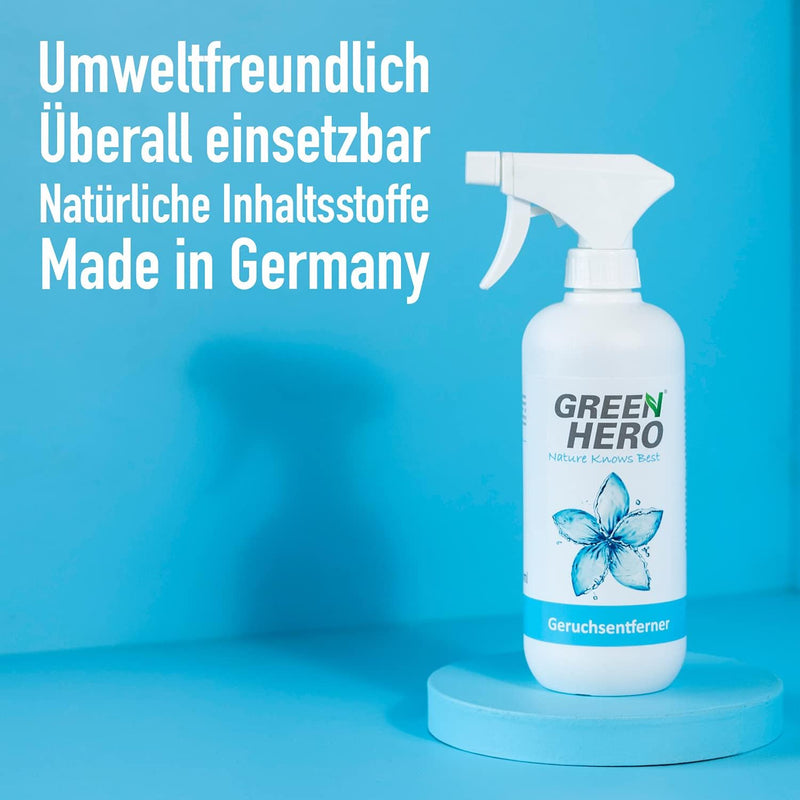 Green Hero Geruchsneutralisierer Spray 500ml für Textilien, Schuhe, Wohnräume und Auto zur Entfernun