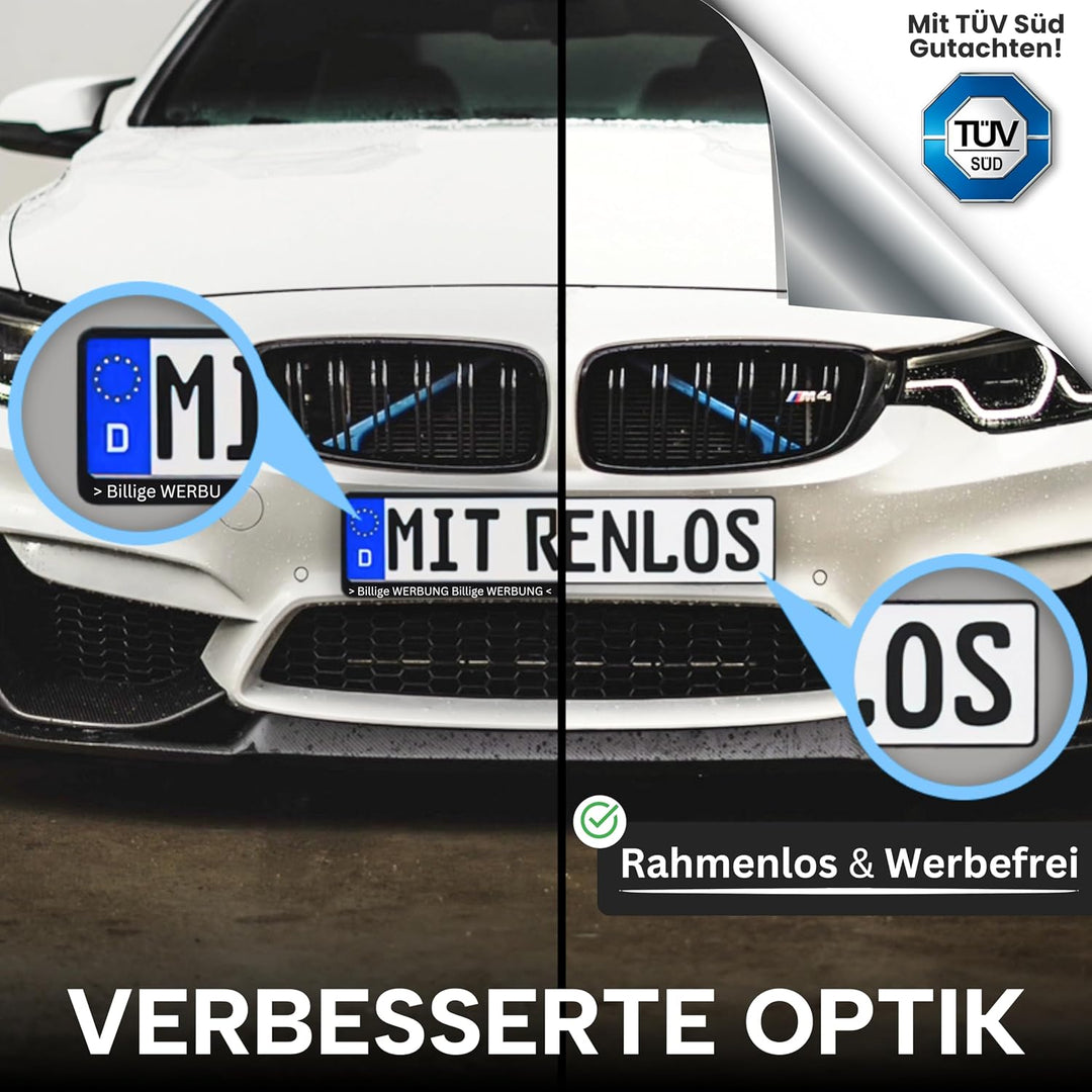 IVALITY Magnetischer Kennzeichen-Halter - Rahmenlose Nummernschild-Halterung für 1X Alu-Kennzeichen