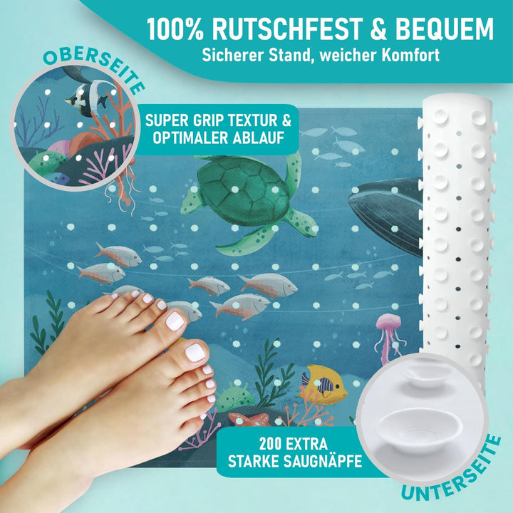 arteneur® - Badewannenmatte 100x40 cm Unterwasser | Badematte rutschfest | Inkl. Aufhängung | Schimm