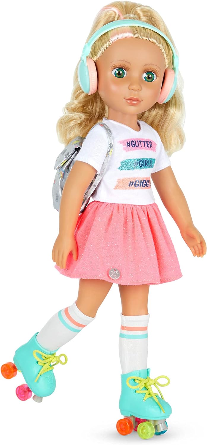 Glitter Girls Deluxe Puppe Sunnie – Bewegliche 36 cm Puppe mit Rollschuhen, Puppenkleidung, Zubehör