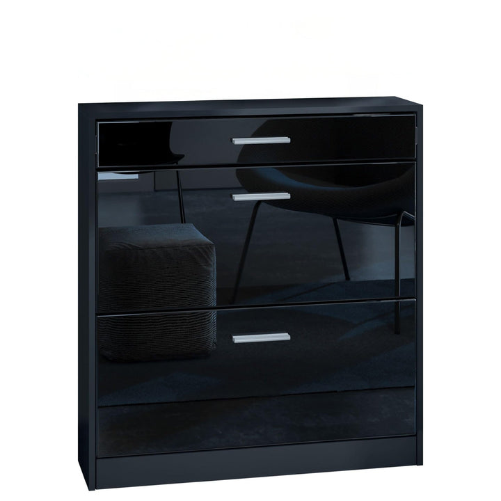 Schuhschrank Roma Schmal mit 2 Klappen und 1 Schublade, Platzsparender Schuhkipper Flurschrank für D