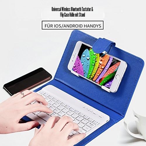 Telefon Universal Wireless Bluetooth Tastatur, Flip Magnetic Leather Travel Tragetasche mit Ständer