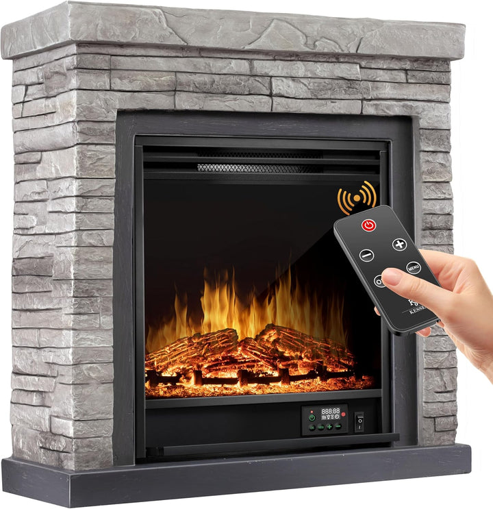 KESSER® Elektrokamin Standkamin - Kamin elektrisch mit LED 3D-Flammeneffekt, Mit Heizung Heizfunktio