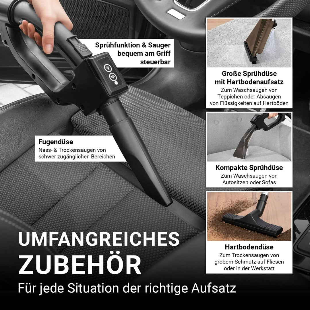 Sprüh- und Waschsauger für hygienische Sauberkeit bis in die Fasertiefe | Entfernt hartnäckige Fleck