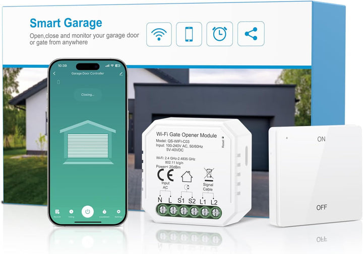 Maxcio Smart WLAN Garagentoröffner, Kompatibel mit Alexa/Google Home, APP Steuerung, Sprachsteuerung