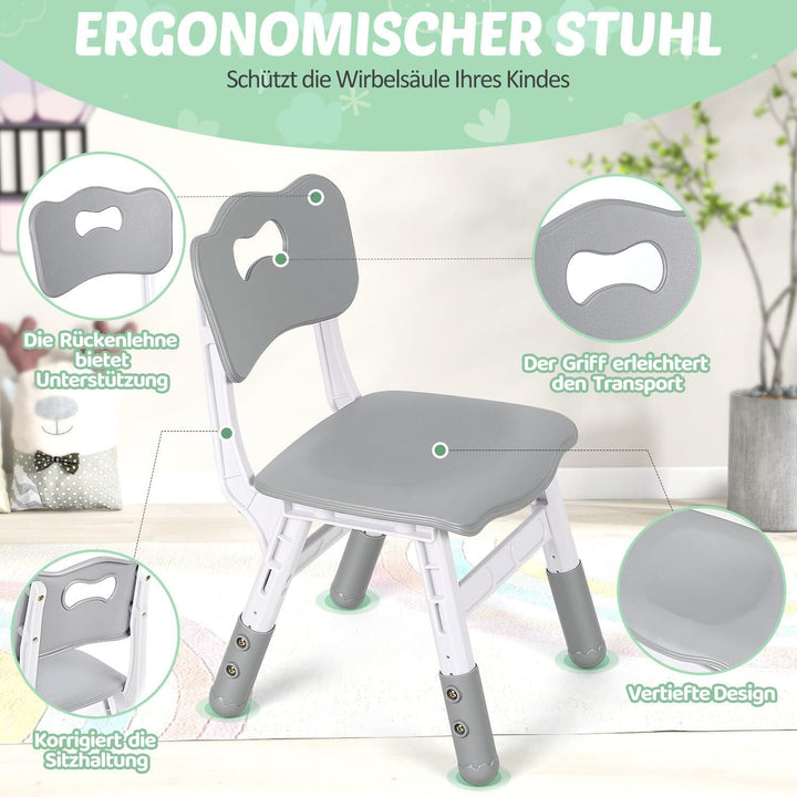 Verstellbares Kinder Schreibtisch Set mit 1 Tisch und 4 Stühlen - Höhenverstellbar, Multifunktional,