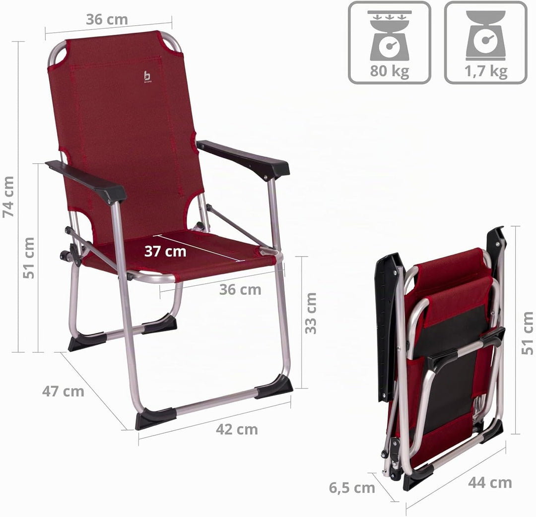 Bo-Camp Alu Kinder Stuhl Copa Rio Camping Klappstuhl Strand Garten Angel Faltbar Rot, Rot