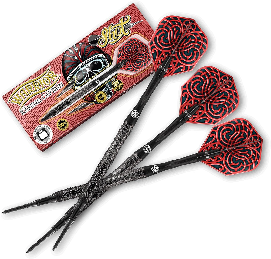 Shot Darts Warrior Kapene Captain 90% Tungsten Softdarts Gewicht: 20g, Gewicht: 20g