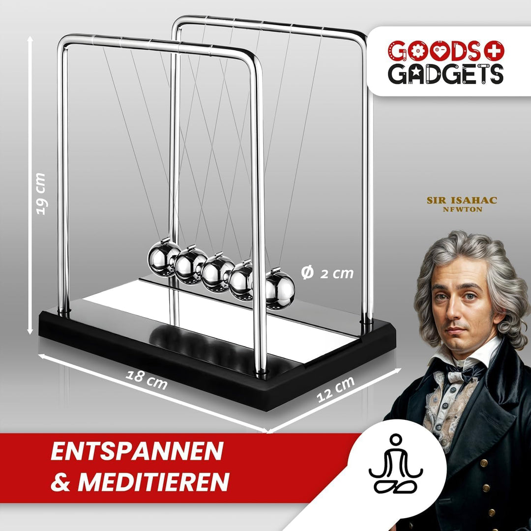 Kugelstosspendel Newton-Pendel 18cm Entspannungs Physik Kugelspiel Deko Schreibtisch-Spiel Büroklass