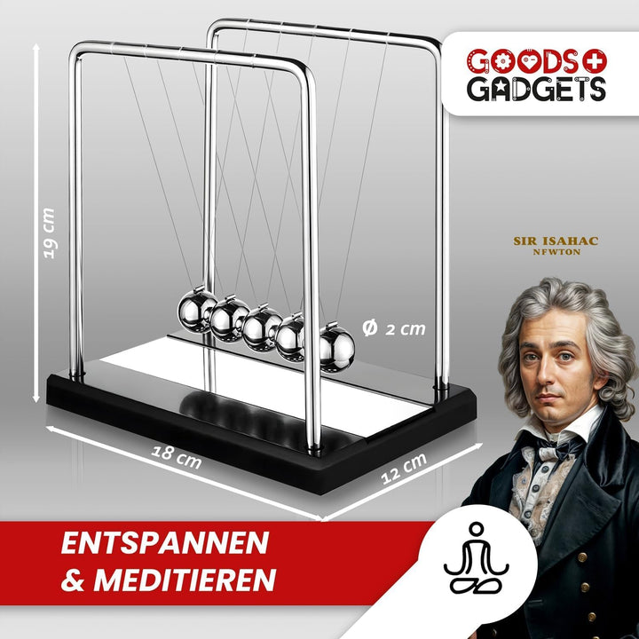 Kugelstosspendel Newton-Pendel 18cm Entspannungs Physik Kugelspiel Deko Schreibtisch-Spiel Büroklass