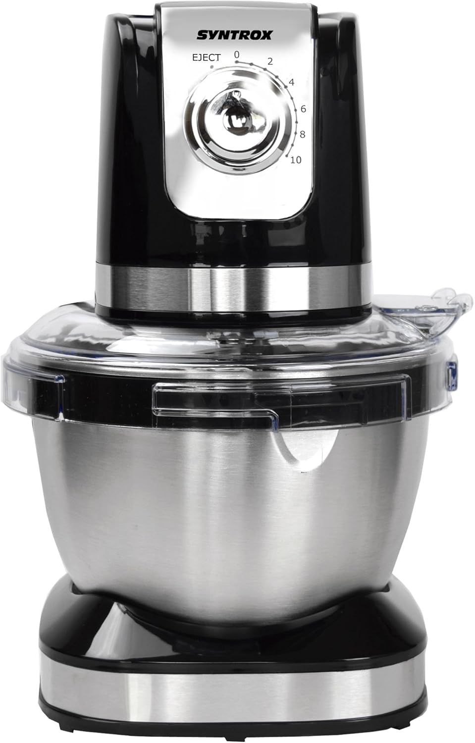 Syntrox Germany KM-600W Küchenmaschine Knetmaschine Mixer, Edelstahl-Behälter, 4 Liter, schwarz