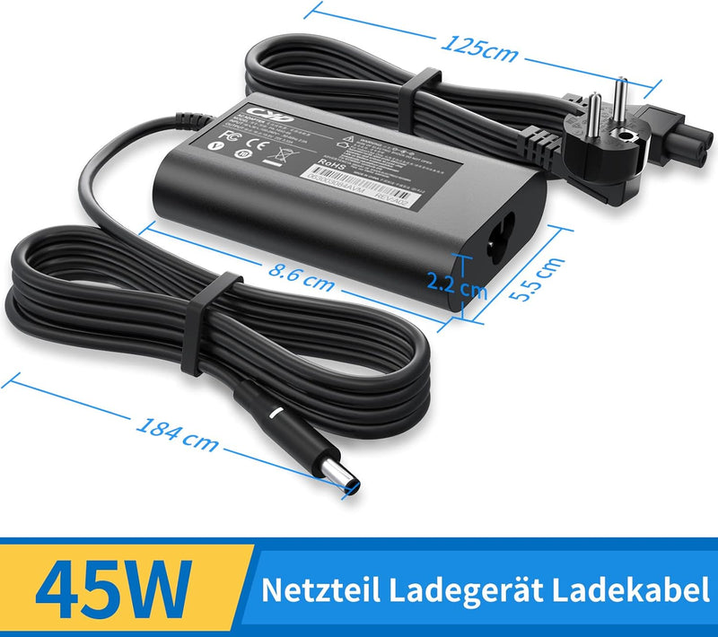 CYD 19.5V 2.31A 45W Notebook-Netzteil für Dell-Ladekabel-Laptop Inspiron 11 13 14 17 15 3000 5000 70