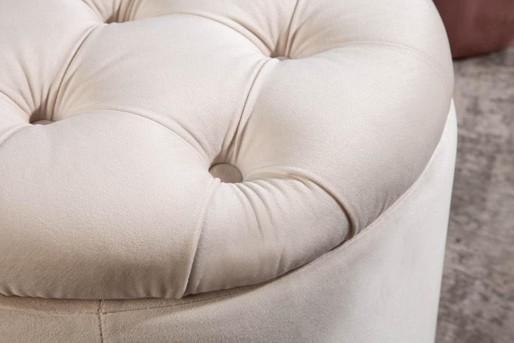 Riess Ambiente Eleganter Hocker MODERN BAROCK 50cm beige Samt Samt Couchtisch Tisch Aufbewahrungskor