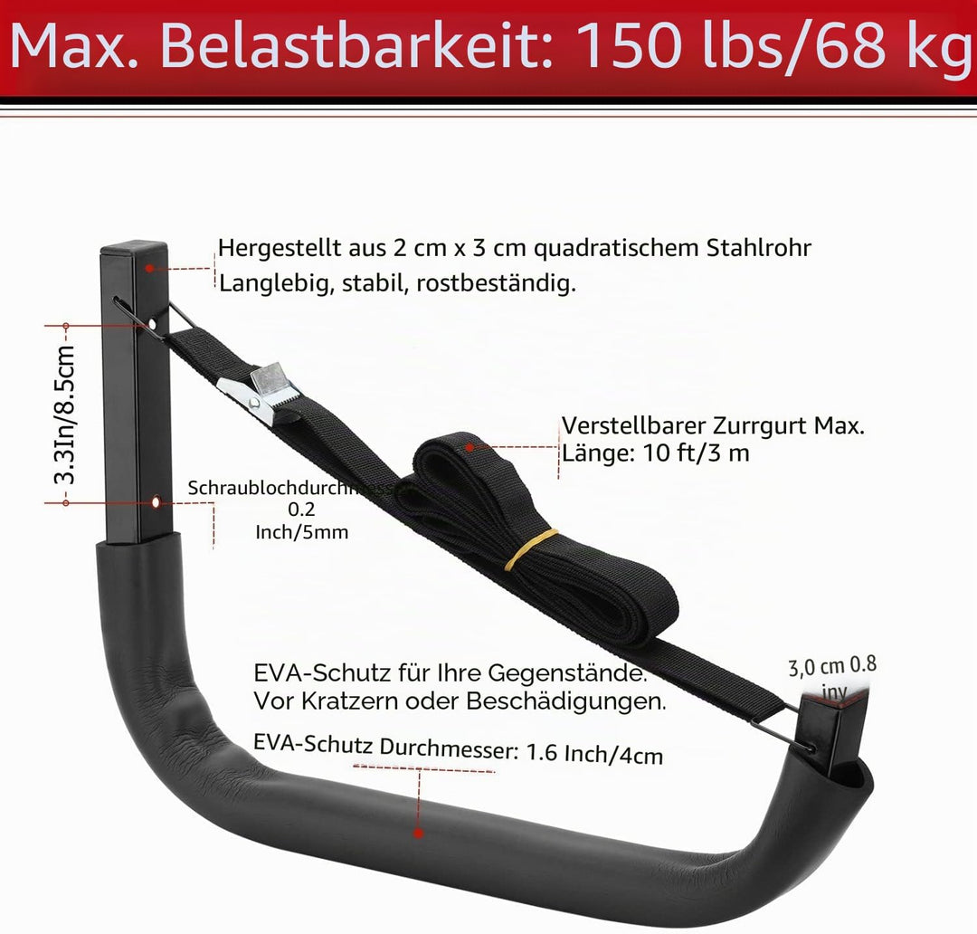 Heavdace Kajak-Aufbewahrungsregal, Wandhalterung, Garage, Kanu, Aufbewahrungsbügel für Kajaks oder P