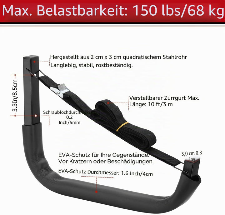 Heavdace Kajak-Aufbewahrungsregal, Wandhalterung, Garage, Kanu, Aufbewahrungsbügel für Kajaks oder P