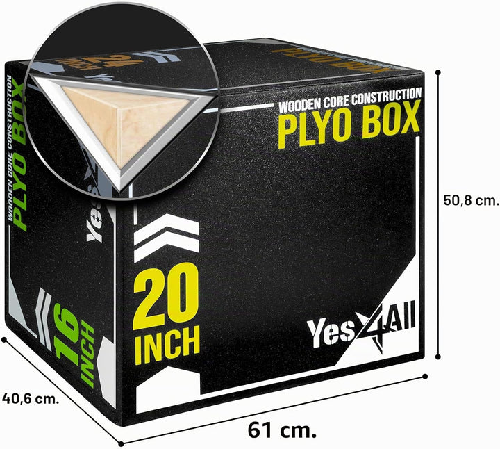 Yes4All 3 in 1 Soft Plyo Box mit Holzkern, Sprungbox, Plyometric Box Plattform für Sprungtraining, H