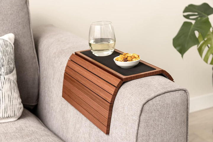 sofatablett für Couch - Tablett aus Bambus für armlehne, Sofa Butler armrest für Organisation, couch