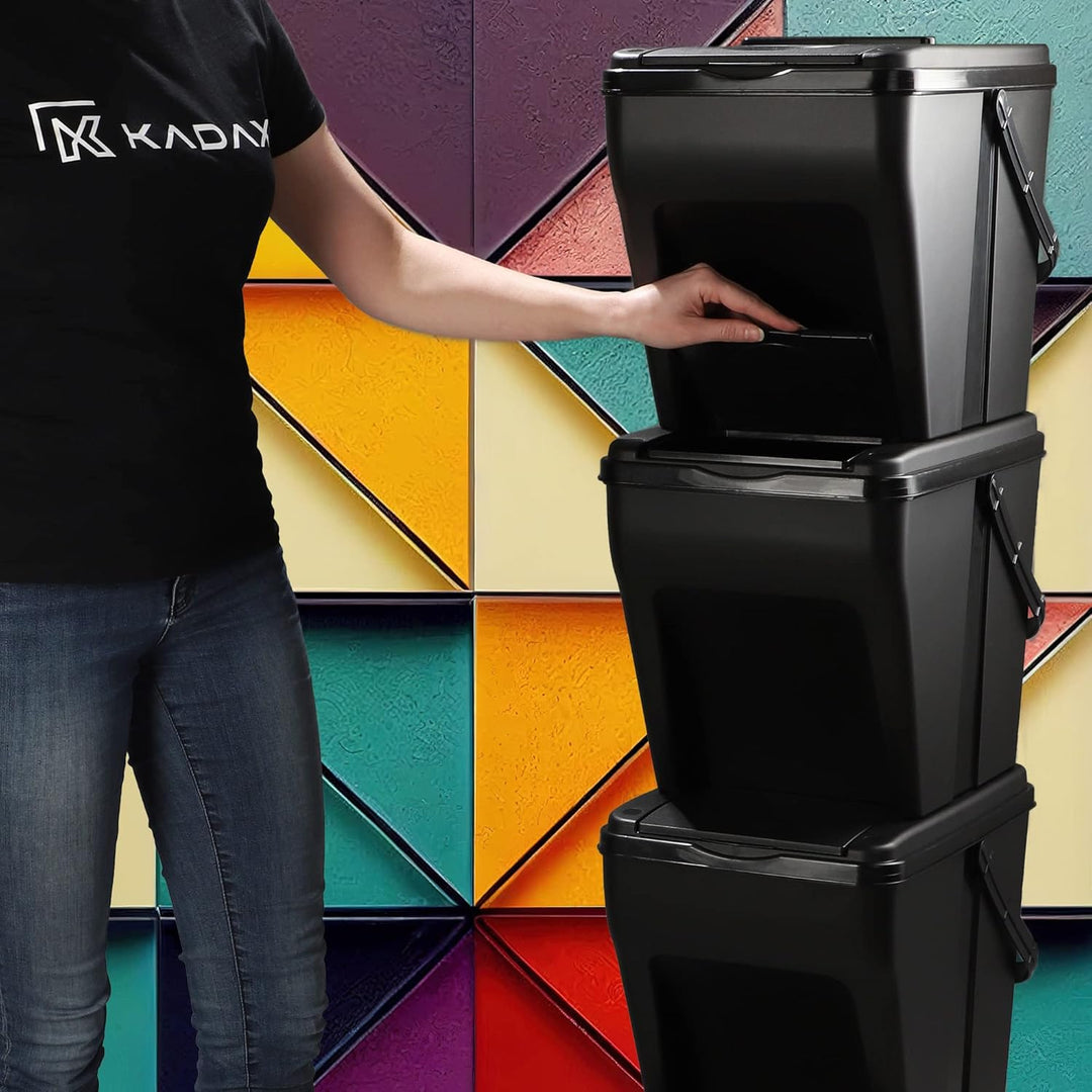 KADAX Mülltrennsystem, modularer Mülleimer aus Kunststoff, Recycling-Eimer für die Küche und das Bad