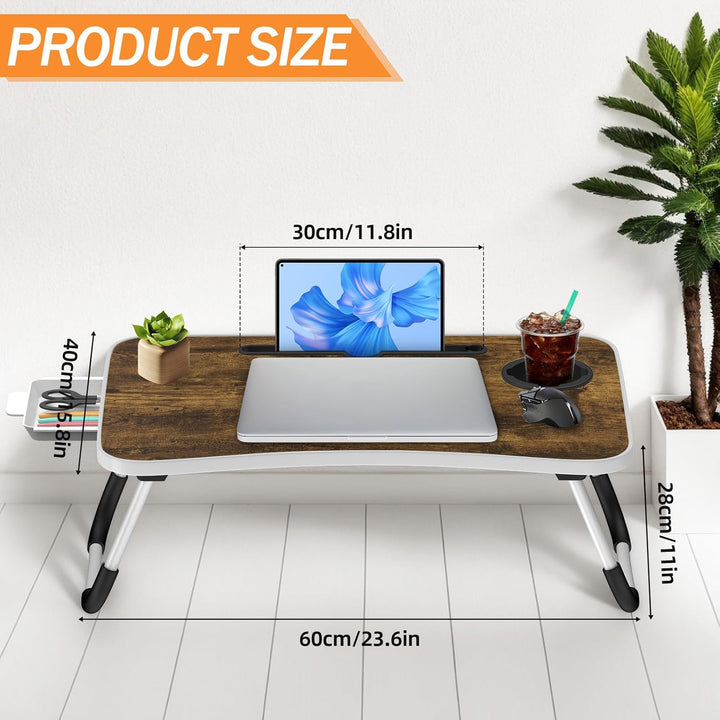 Klappbarer Laptop-Schreibtisch 60x40cm – Leichter, Multifunktionaler Bett Schreibtisch mit Kartensch