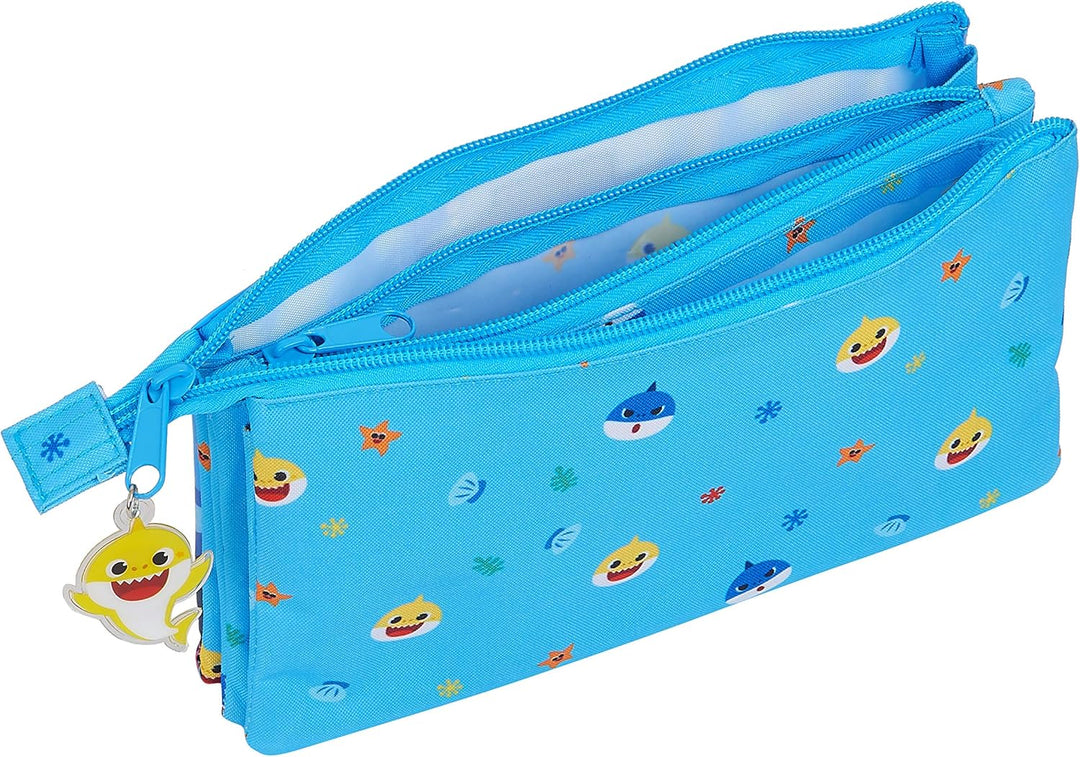 Federmäppchen., hellblau (Blau) - M744 Federmäppchen mit drei Fächern, Federmäppchen mit drei Fächer