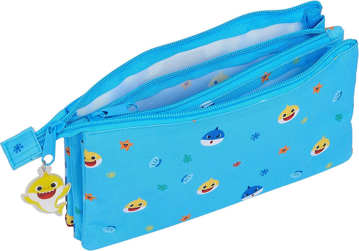 Federmäppchen., hellblau (Blau) - M744 Federmäppchen mit drei Fächern, Federmäppchen mit drei Fächer