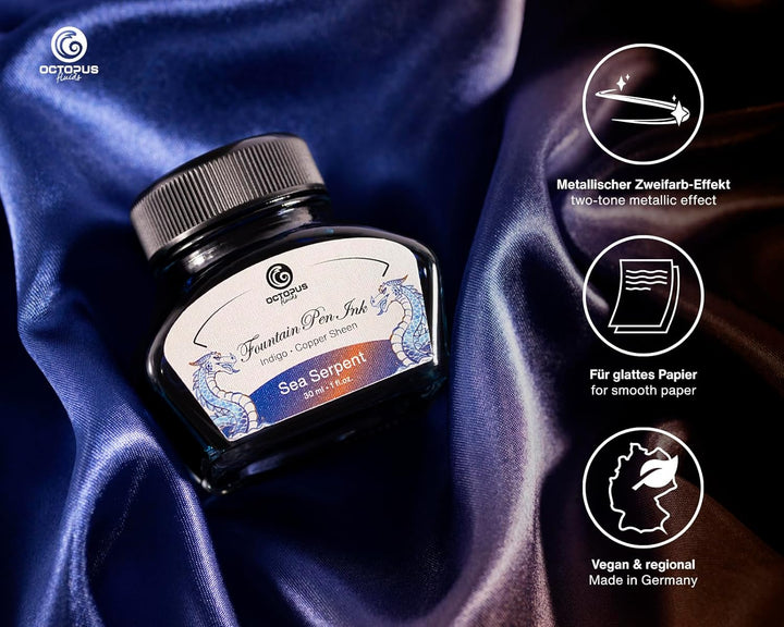 Octopus Fluids Füllhaltertinte Sheen mit Konverter, Sea Serpent, 30 ml Sea Serpent 30 ml, Sea Serpen