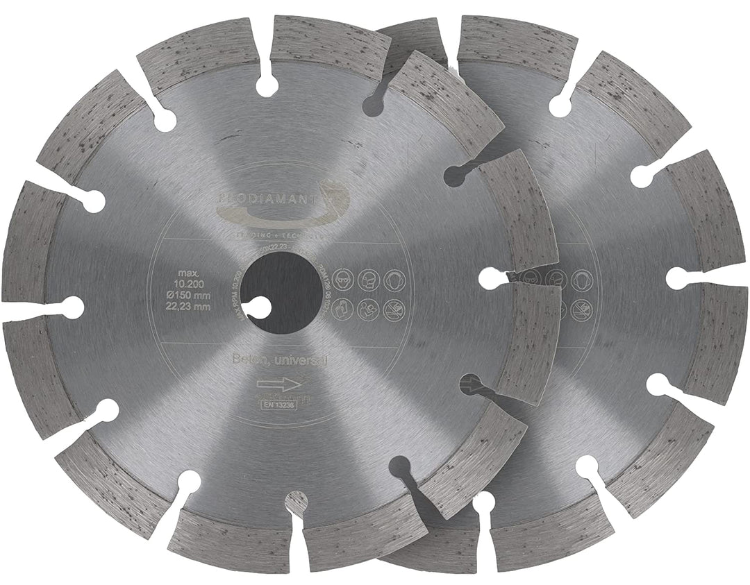 PRODIAMANT Diamant-Trennscheibe Beton Doppelpack 150 mm x 22,2 mm Diamanttrennscheibe Mauerschlitzer