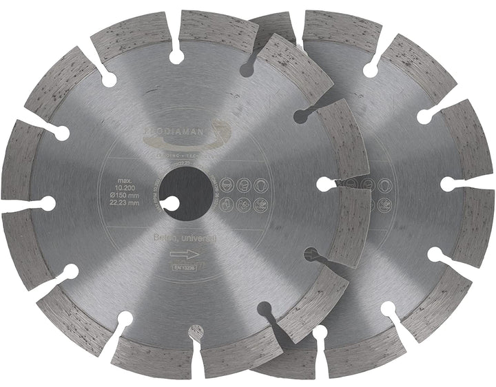 PRODIAMANT Diamant-Trennscheibe Beton Doppelpack 150 mm x 22,2 mm Diamanttrennscheibe Mauerschlitzer