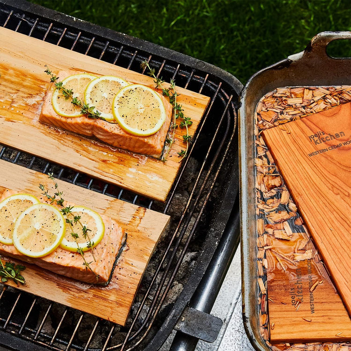 Joejis Zedernholzbrett zum Grillen Set aus 6 (30 x 15cm) Grillbrett aus Zedernholz zum Grillen Lachs