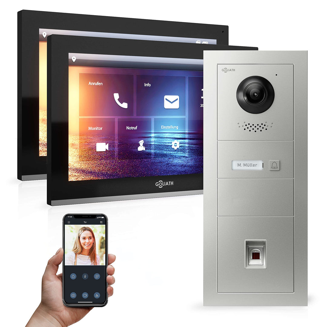 Goliath Hybrid - IP | Full-HD Video Türsprechanlage | App | 1-Fam | 2 x Full-Touchscreen 10" | Alumi