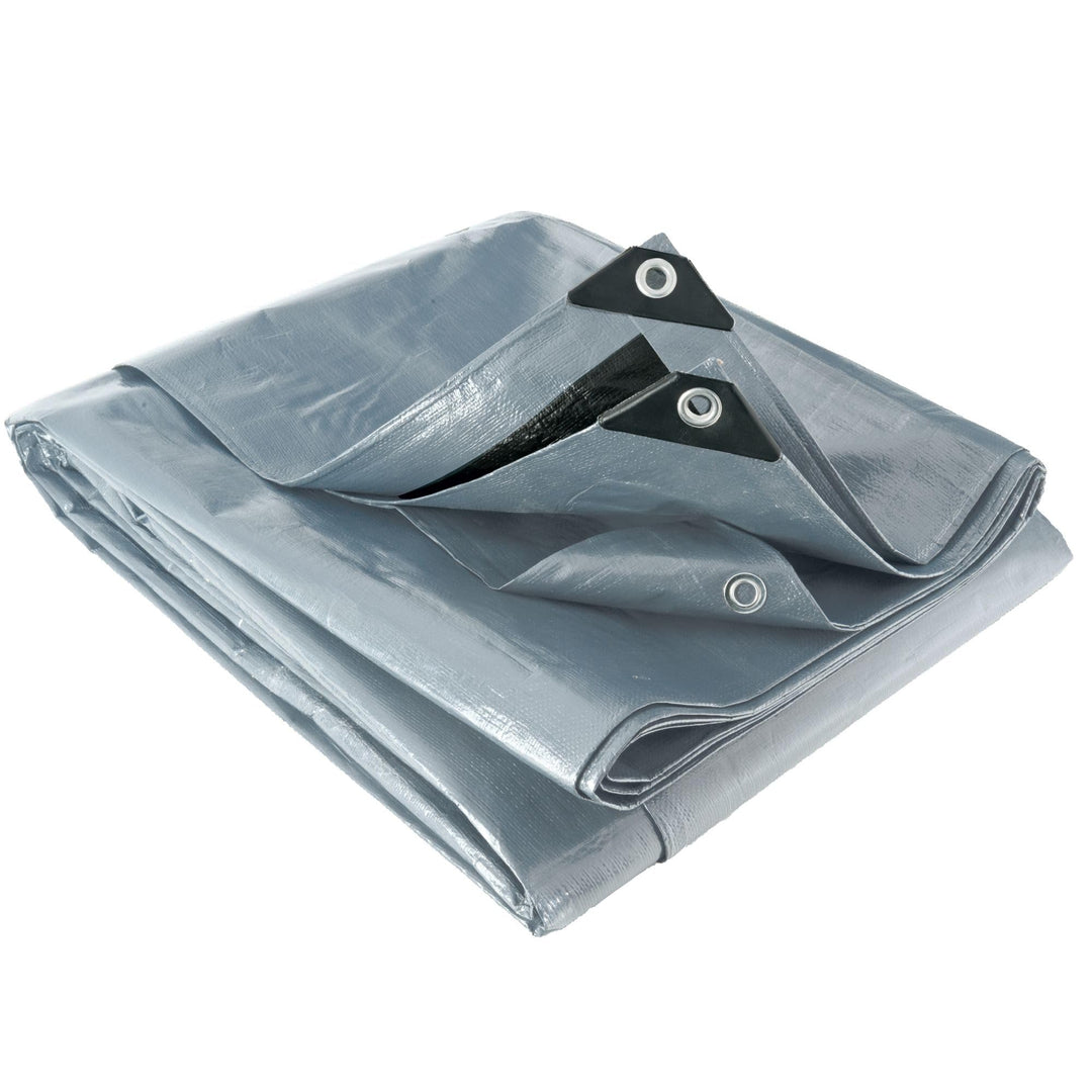 Werkapro Multifunktionsplane, Grau und Schwarz, 200 g/m², 6 x 12 m 6x12 m, 6x12 m