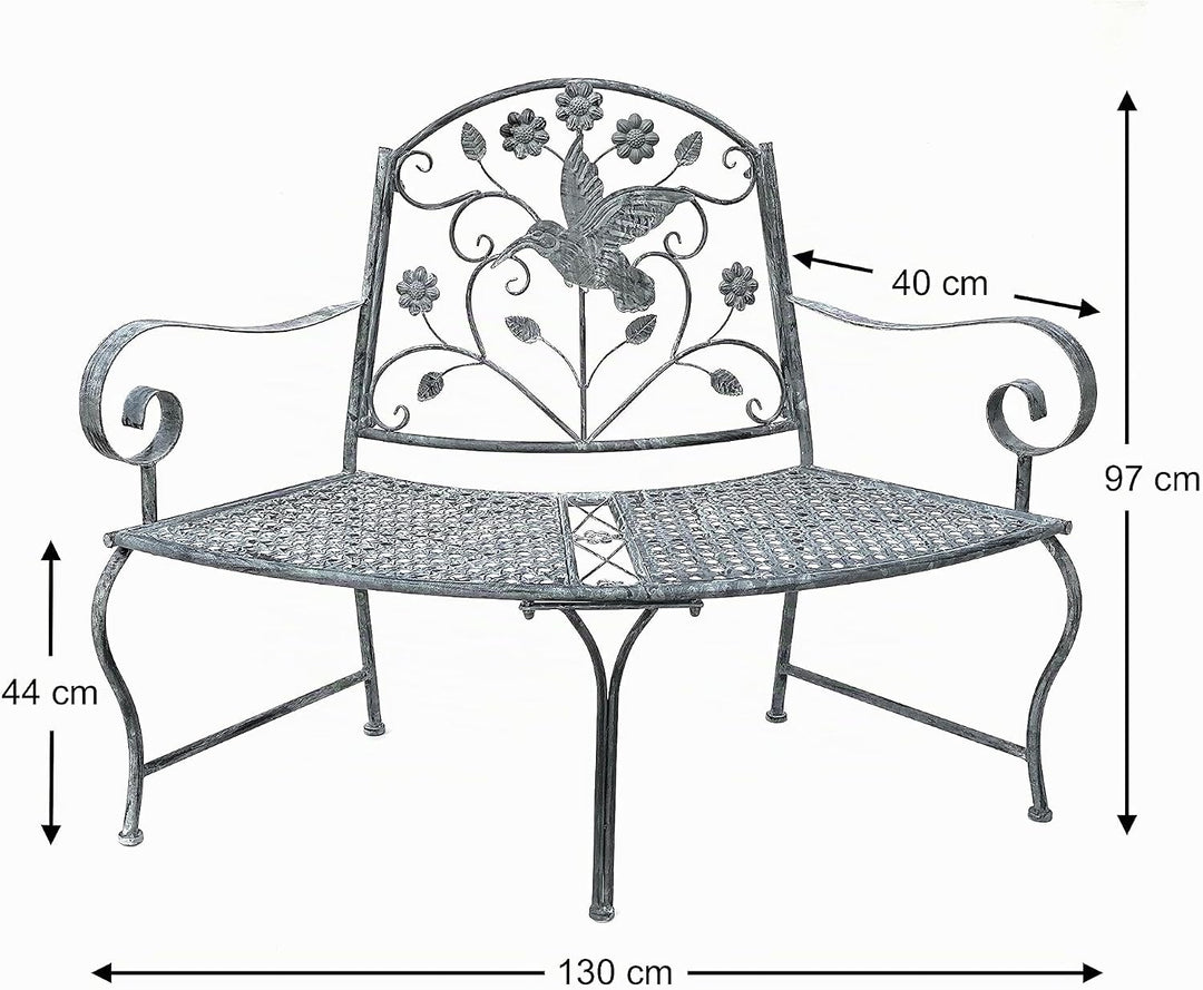 DanDiBo Sitzbank Halbrund Metall Wetterfest Grau 130 cm Baumbank 96013 Gartenbank Parkbank Eisenbank