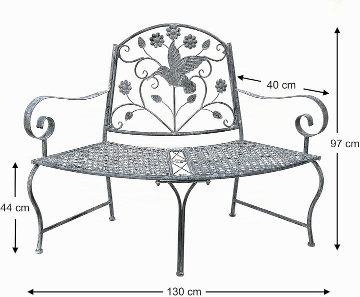 DanDiBo Sitzbank Halbrund Metall Wetterfest Grau 130 cm Baumbank 96013 Gartenbank Parkbank Eisenbank