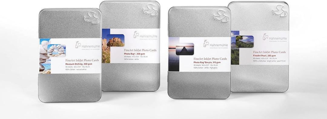 Hahnemühle Inkjet Fotokarten, Mini Foto-Postkarten, FineArt Pearl, perlglänzend, hellweiss, 30 Blatt