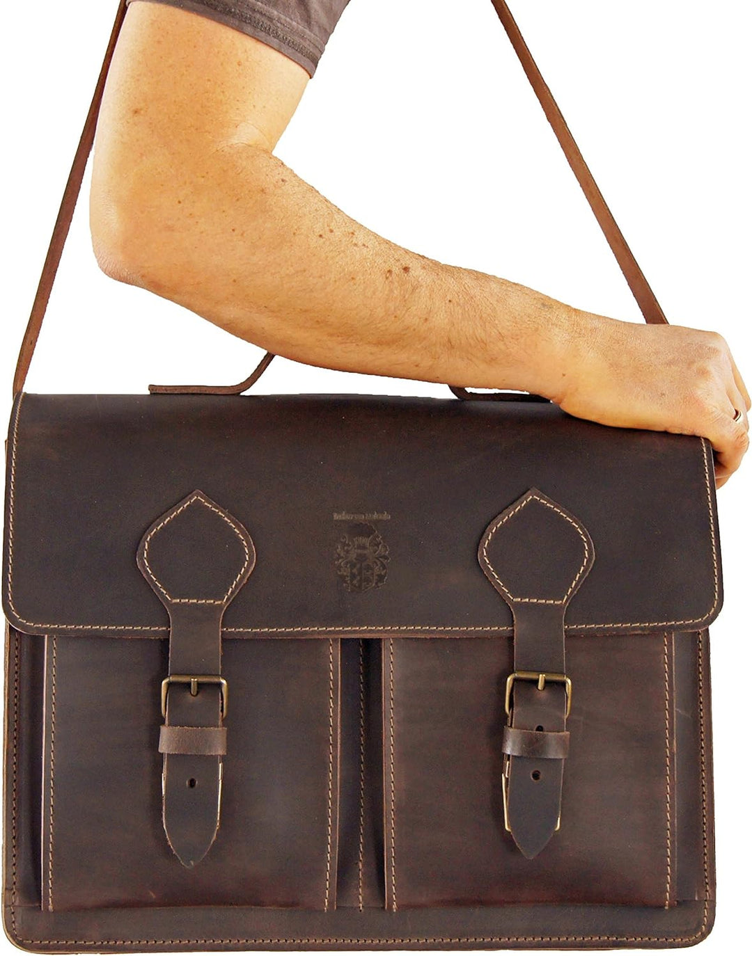 Freiherr von Maltzahn Grosse Aktentasche EINSTEIN 1, 42 cm, braun, Bio-Leder, Made in Germany + Lede