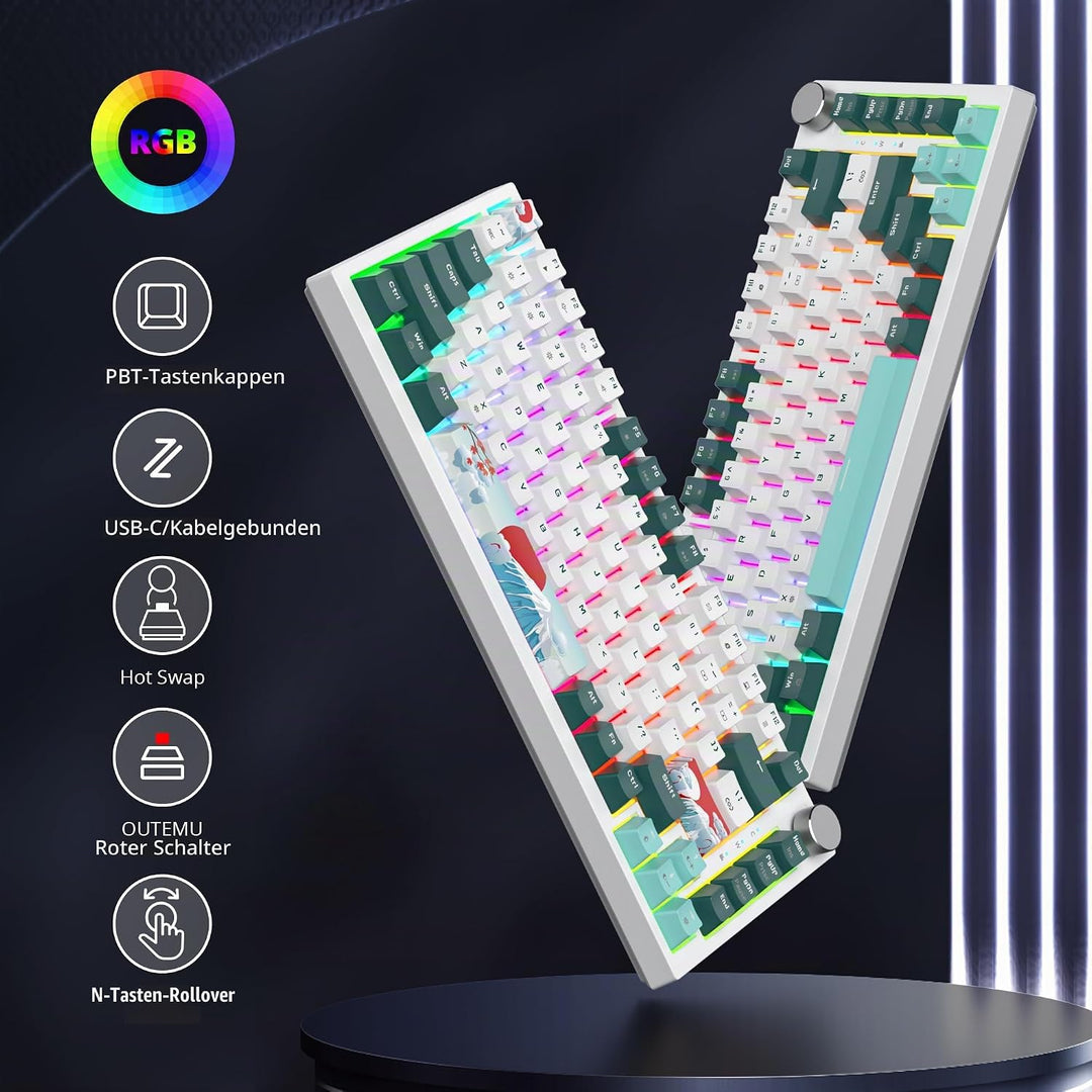 SOLIDEE Verkabelte Mechanische Gaming Tastatur 75%,hot-swap-fähige mechanische Tastatur Gasket Struk