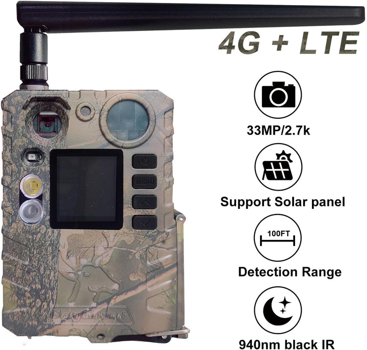 BolyGuard 4G Trail Cam 36MP 2,7K Wildkamera Wildkameras mit Nachtsicht, bewegungsaktiviert, wasserdi