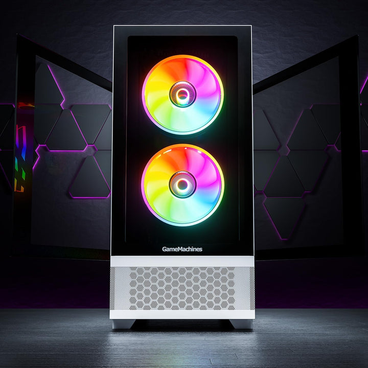 GameMachines Element, Snow Edition, ATX PC Gaming Gehäuse, inklusive 3 A-RGB Lüfter Element Weiss, E
