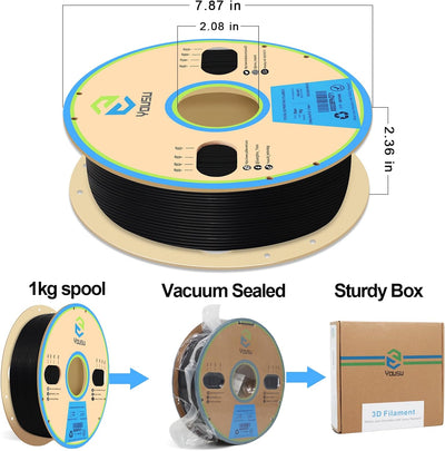 YOUSU Conductive PLA Filament 1.75 mm for 3D Printer & 3D Pen 1 kg (2.2 lbs) Black Conductive PLA Co