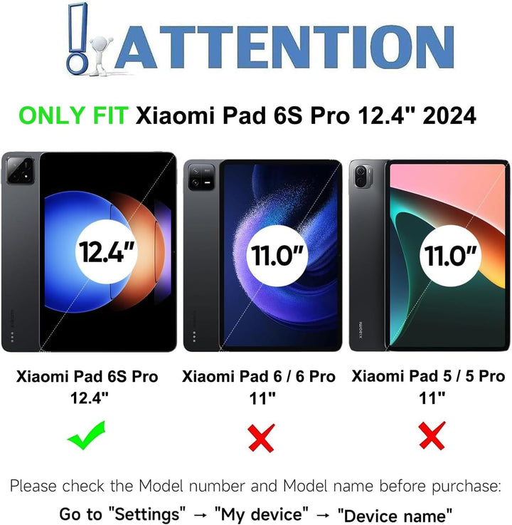Wineecy Beleuchtete Tastatur Hülle für Xiaomi Pad 6S Pro 12.4 Zoll Tablet 2024, Magnetisch Abnehmbar