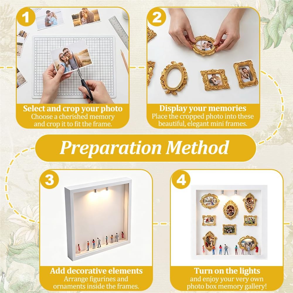 DIY Mini Museum Silhouette Box, mini bilderrahmen Vintage mit LED Licht, Museum of us Set mit 8 Mini