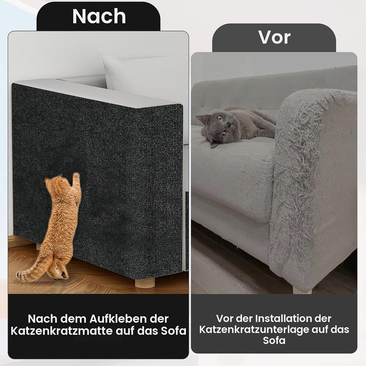 200cmX40cm Selbstklebend Kratzmatte für Katzen, Kratzschutz Sofa, DIY Kratzbretter, Kratzwand für Mö
