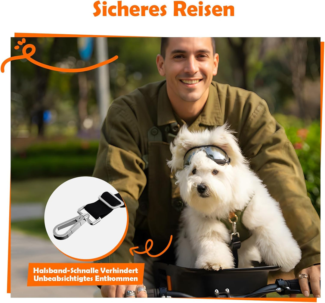Hundekorb Fahrrad Vorne bis 12KG, Hundefahrradkorb mit Robuste sichere Bodenplatte, wasserdichtem kr