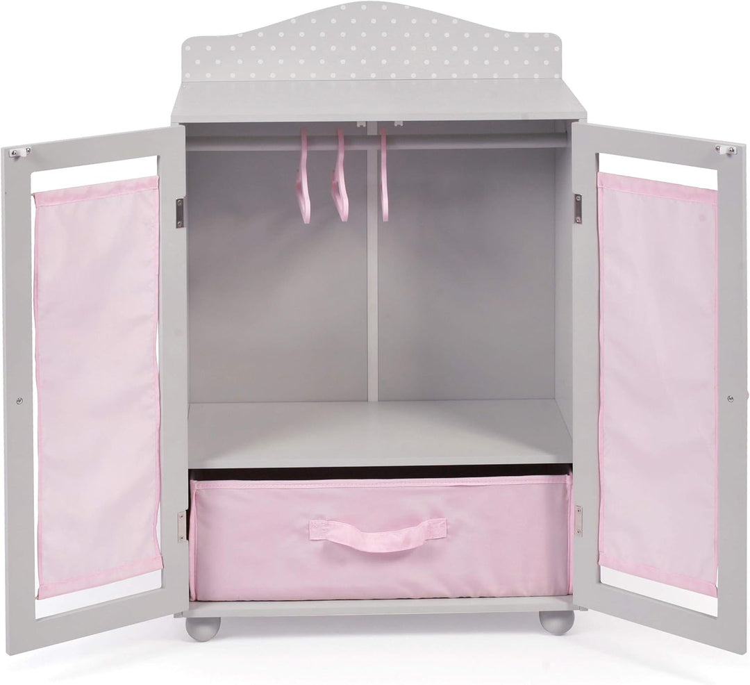 Bayer Chic 2000 524-91 Puppen-Kleiderschrank, Puppenmöbel, Puppenschrank, Puntos Grey, grau