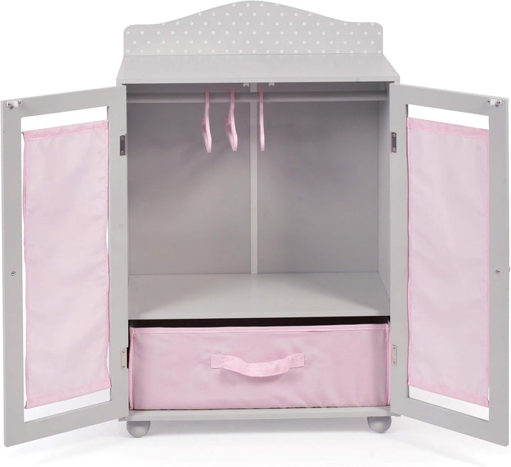 Bayer Chic 2000 524-91 Puppen-Kleiderschrank, Puppenmöbel, Puppenschrank, Puntos Grey, grau