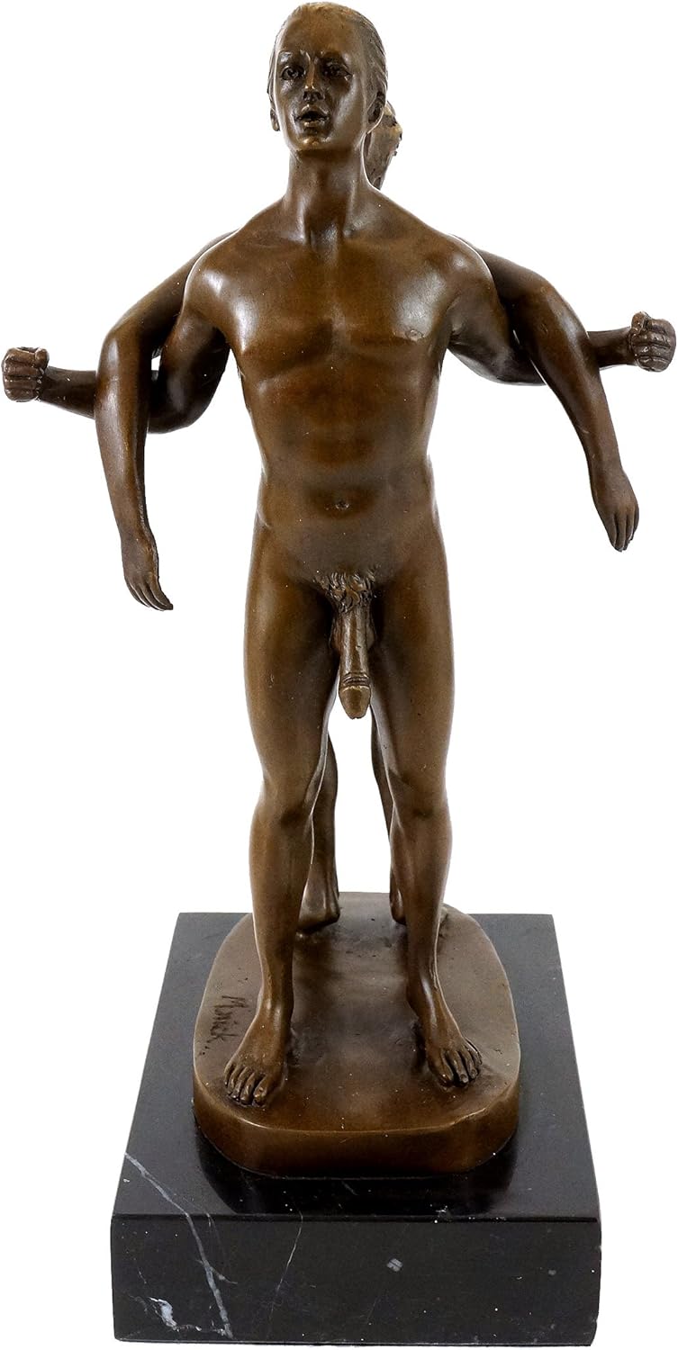 Gay Paar in akrobatischer Haltung - signiert von M. Nick - Männer Akt - Gay Bronzefigur - Deko - Woh