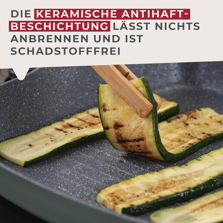 Fackelmann Balance Keramik-Grillpfanne 28 x 28 cm – Recyceltes Aluminium, ergonomischer Griff, keram