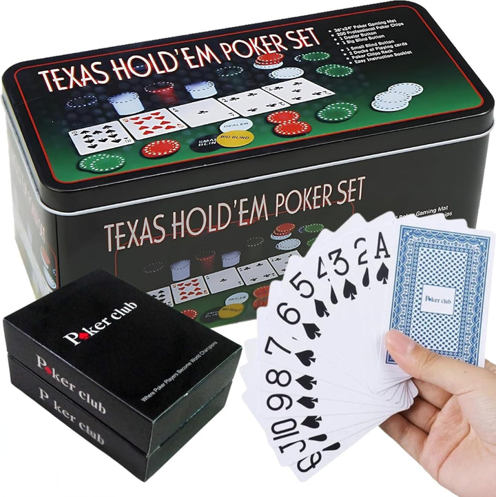 Poker Set für Pokerspiel. Robustes Kartenspiel und Pokerkoffer. Werde der Meister des Zufalls mit di