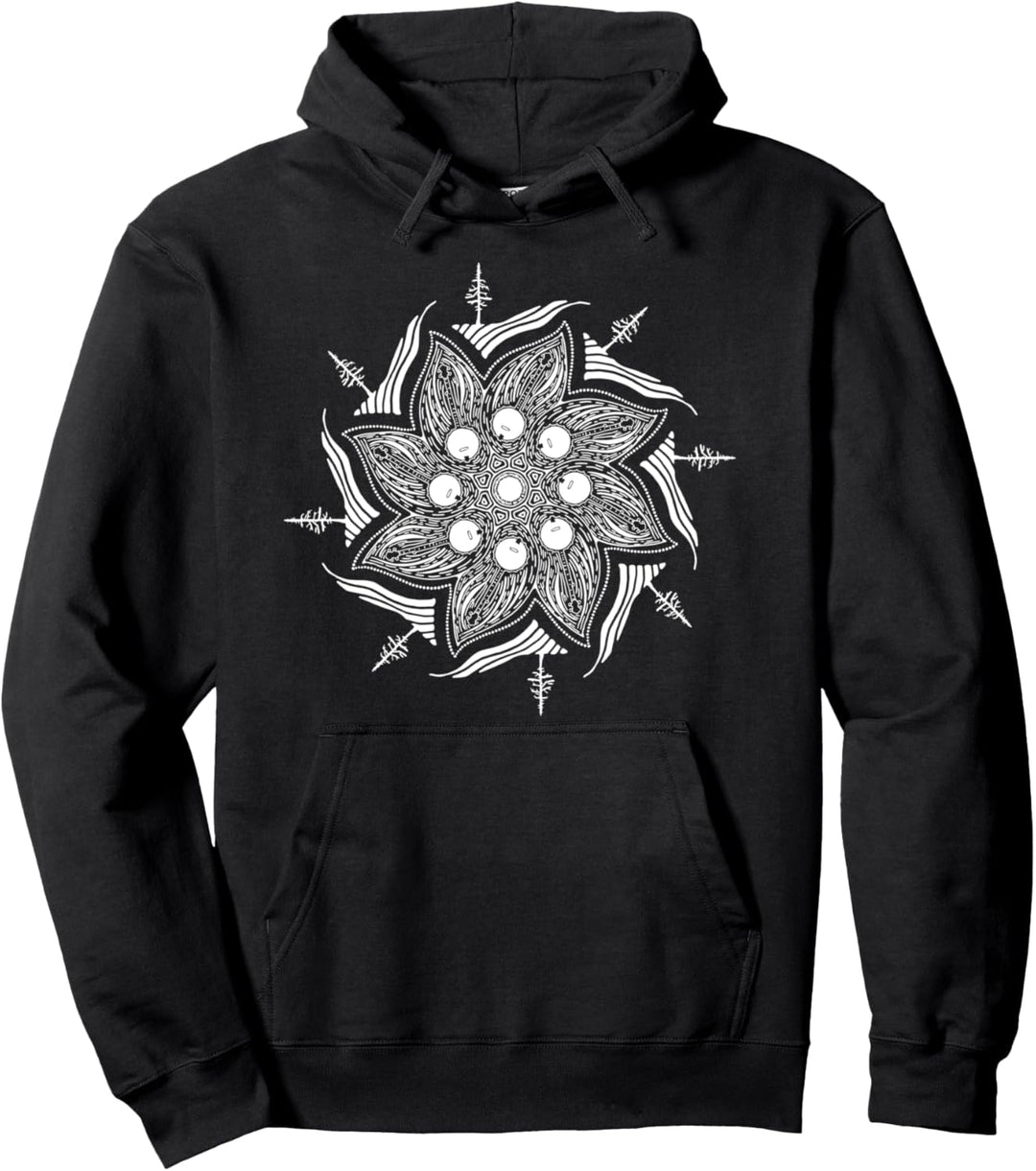 Cool Banjo Mountains & Tree Mandala Graphic Pullover Hoodie