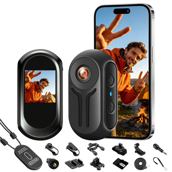 JAXION NEW Vlogging-Kamera 2K,Action Cam,Mini Bodycam mit 16GB SD Karte | Nachtsicht,150 Minuten Bet